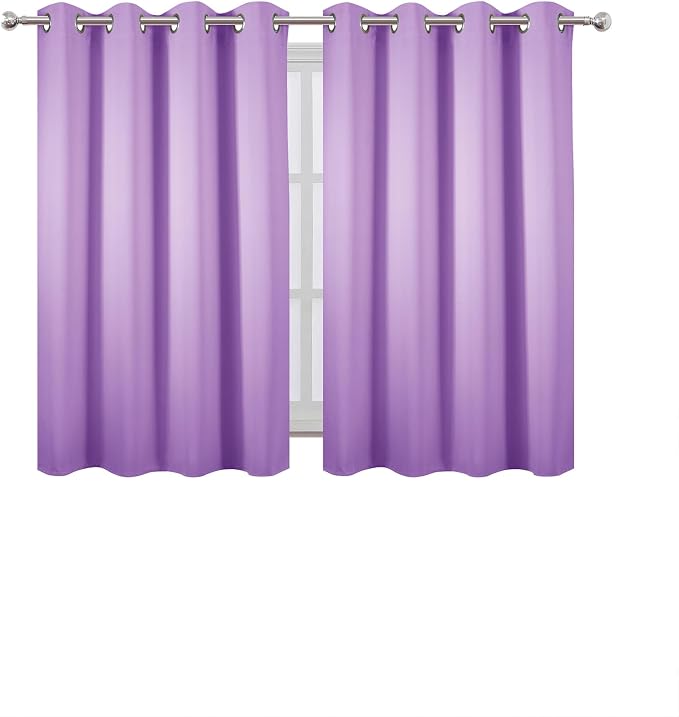 LEMOMO Blackout Curtains 52 x 45 inch Lavender Curtains Set of 2 Panels/Thermal Insulated Room Darkening Bedroom Curtains