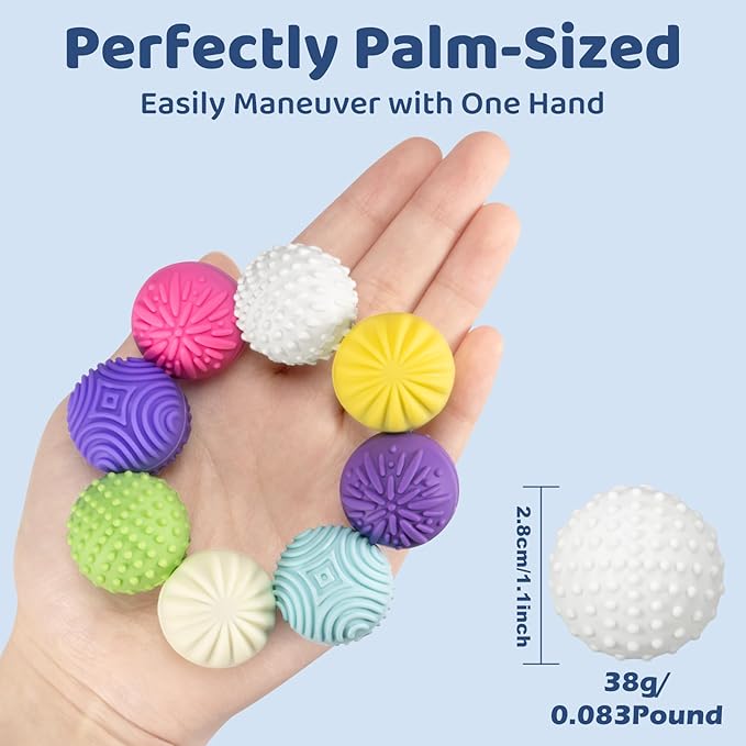 Magnetic Sensory Fidget Balls – 8-Pack Silicone Weighted Stress Relief Toys for Adults & Teens – Quiet, Textured Magnet Fidgets for ADHD, Autism & Anxiety – Gift for Desk, Travel & Office