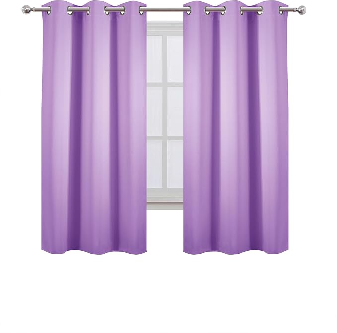 LEMOMO Lavender Blackout Curtains 34 x 63 Inch Length/Set of 2 Curtain Panels/Thermal Insulated Room Darkening Blackout Curtains for Bedroom