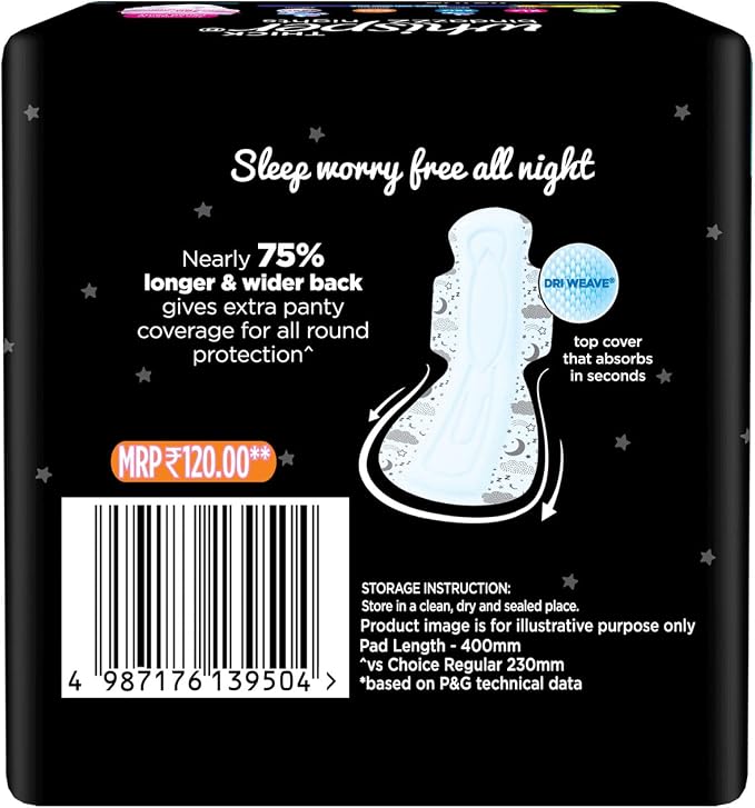 Whisper Ultra Night Sanitary Pads for Women, XXXL 4 Napkins