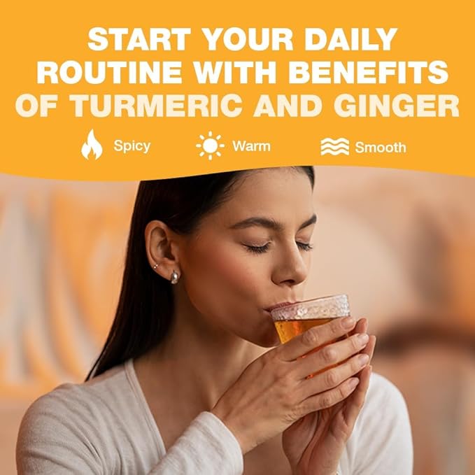 HANDPICK, Organic Turmeric Ginger Tea (100 Tea Bags) | Herbal Tea, Strong Spicy Flavor, Caffeine Free, Daily Wellness Tea, Smooth & Warming Infusion | Non-GMO, Gluten Free | Ecofriendly Tea Bags