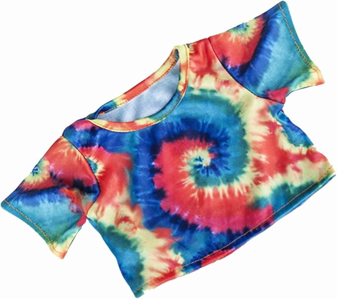 Rainbow Tie Dye Print T-Shirt Top Teddy Bear Clothes Fits Most 14" - 18" Build-a-Bear and Make Your Own Stuffed Animals