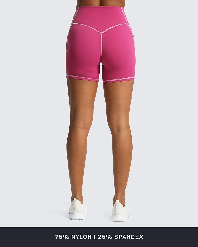 Aoxjox Lexi Lined Workout Biker Shorts for Women Tummy Control High Waisted Exercise Athletic Gym Running Yoga Short 6"