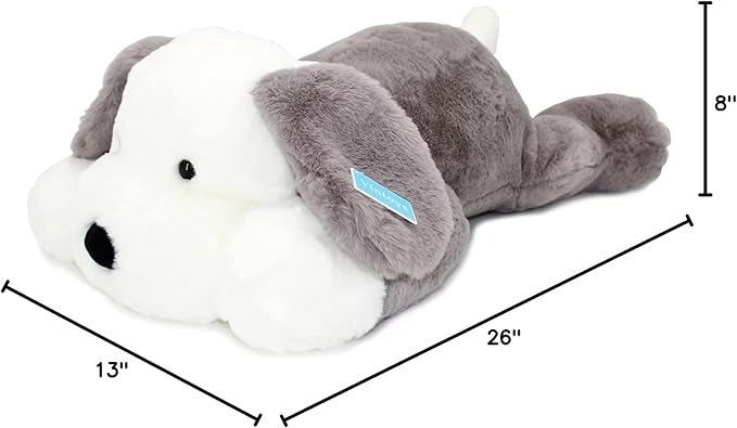 Dog Hugging Pillow Big Soft Plush Puppy Stuffed Animal for Kids and Adults Gray 26"