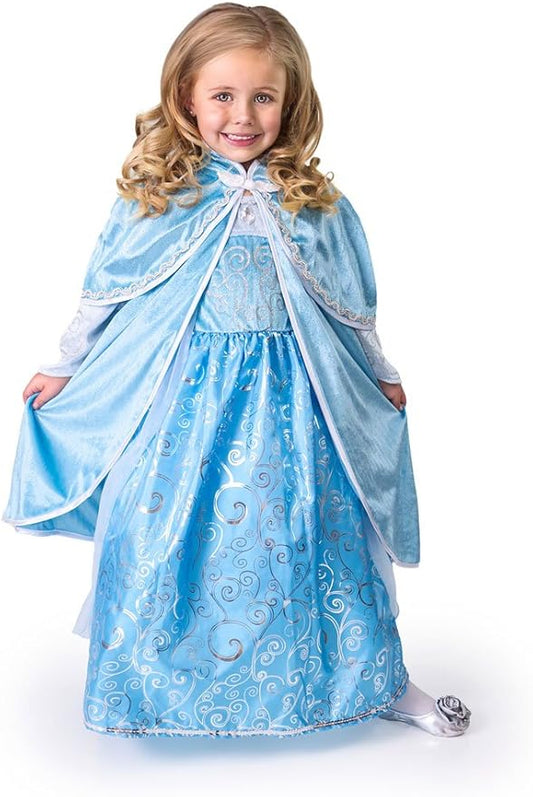 Little Adventures Ice Princess Dressup Costume Cloak (S/M Age 1-5) - Machine Washable Child Pretend Play and Party Dress with No Glitter
