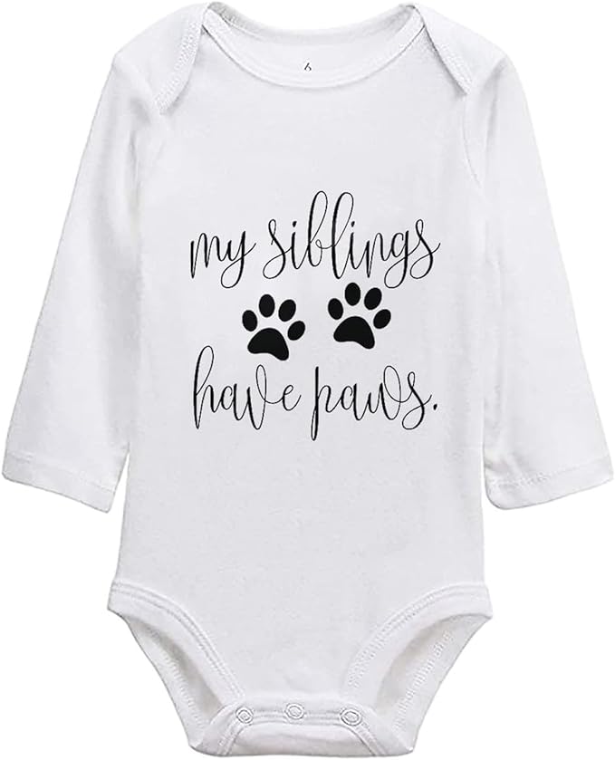 listery My Siblings Have Funny Paws Bodysuit Have Paws Baby Bodysuit Baby Paws Romper Dog Baby Bodysuit