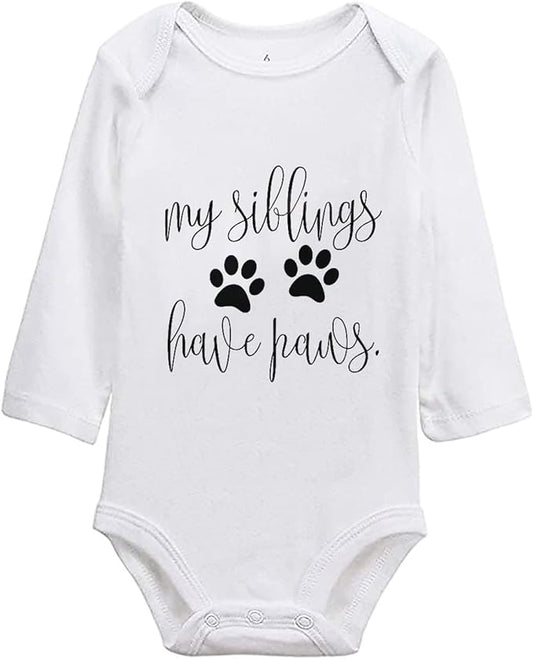 listery My Siblings Have Funny Paws Bodysuit Have Paws Baby Bodysuit Baby Paws Romper Dog Baby Bodysuit