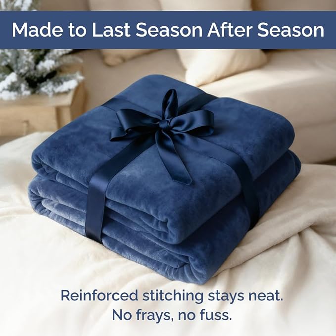 Ultra Soft Fleece Throw Blanket - College Dorm Room Essentials - Royal Blue | Flannel Fleece, Thick, Warm & Breathable, All Season Cozy, Anti-Static, Microplush, Lightweight for Couch, Bed & Dorm Bedding