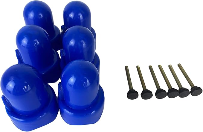 Large Trampoline Enclosure Pole Caps with Screw-in Bolts, Only Fit for Pole 1.5 Inch Diameter, 6 Piece, Blue,Trampoline Pole Toppers