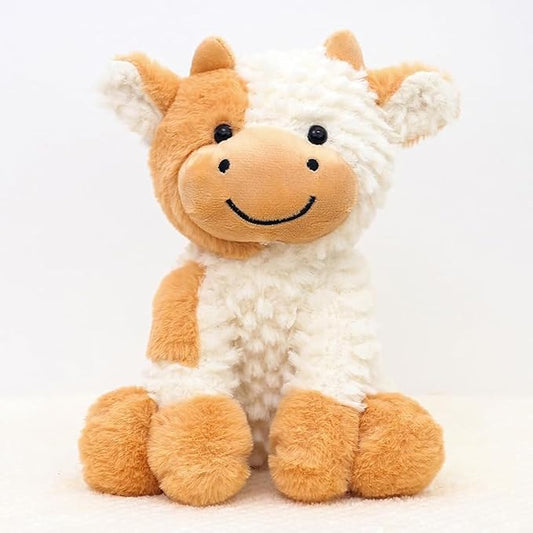 Cute Cow Plush Doll Toy 9 inch for Girls Boys (Siting Cow Yellow)