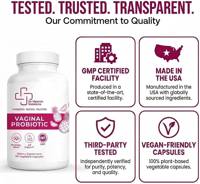 Vaginal Probiotic for Women – 7 Billion CFU Lactobacillus Blend + Prebiotic Inulin, Cranberry & Pineapple – Vaginal pH & Microbiome Support – Daily Women’s Probiotics – 30 Veg Capsules