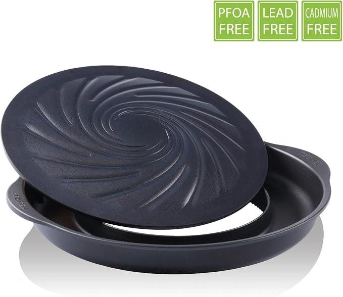 TECHEF - TRUE GRILL PAN - Stovetop Nonstick Indoor/Outdoor Smokeless BBQ Grill Set, including a Grill Plate and Alumium Drip Tray (Dome)