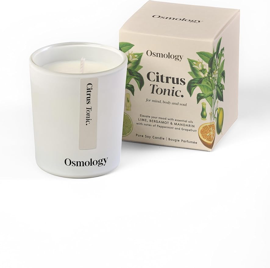 Citrus Tonic Aromatherapy Candle – Mandarin, Lime & Grapefruit Scented Candle, Plant-Based Wax, Mini 2.8 oz, 15 Hour Burn Time, Fresh & Uplifting Candle