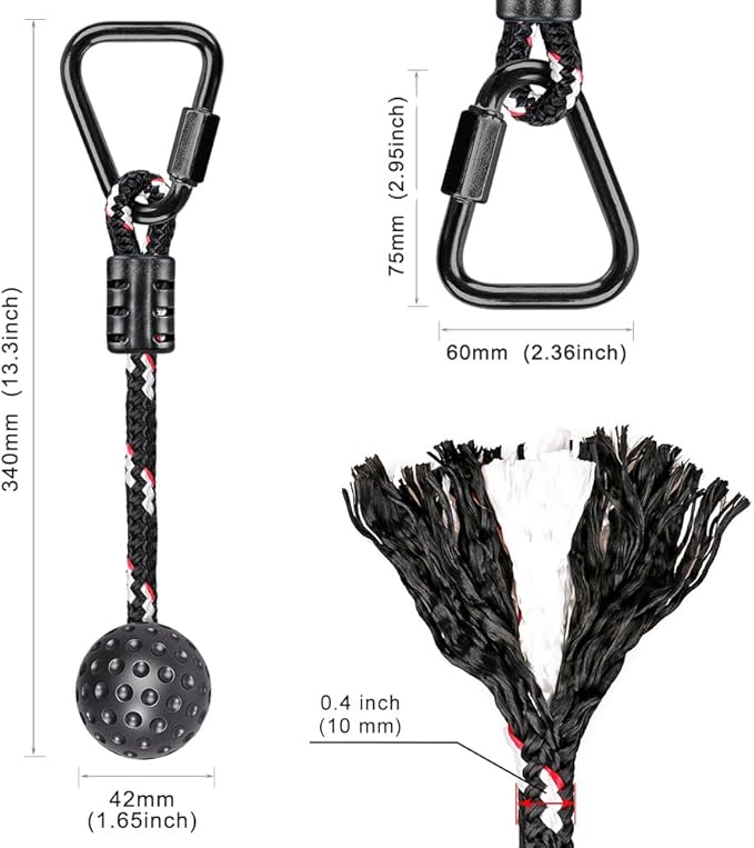 2 Pack Ninja Monkey Bars with Grip Ball 250LB Capacity Obstacle Course Bars with Safety Carabiners Trapeze Swing Bar for Slackline Ropes Swing Set Bars for Kids & Teens Ninja Line, Backyard ( Black )
