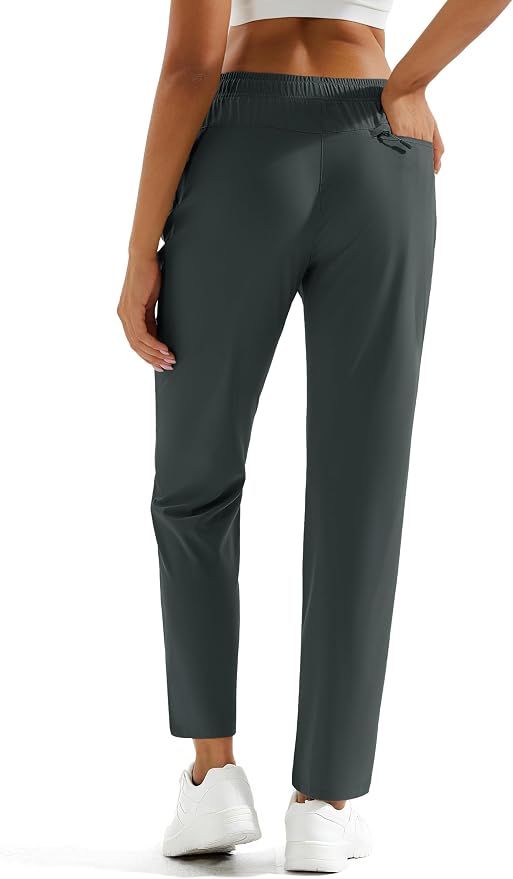MAGCOMSEN Women's Hiking Pants Lightweight Quick Dry UPF 50 Water Resistant Elastic Waist Golf Travel Pants Zip Pockets