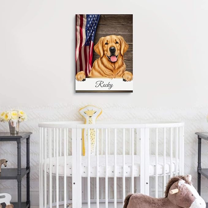 Custom Wooden Jigsaw Puzzles with Your Dog's Name on Golden Retriever Art Print - 300 500 1000PCS Puzzles Game and Home Wall Decor