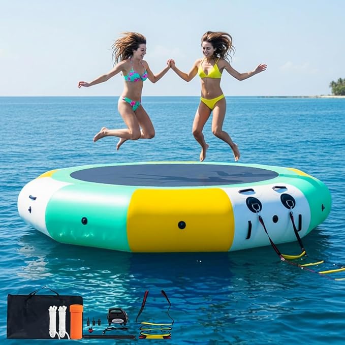 COOLWAVE Water Trampoline for Lake, Floating Trampoline for Lake Pool Ocean with Pump