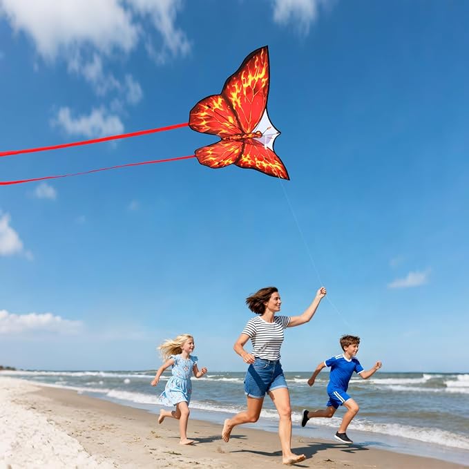Butterfly Kites for Kids & Adults, Easy to Fly Design with Long Tail for Stability, for Kids Ages 4-8 & Beginners, Beach & Park Use | Family Outdoor Fun