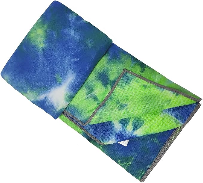 Yoga Towel for Yoga Mat, Non Slip Mat Cover for Hot Yoga, Washable Microfiber Light Weight (Blue-Green)