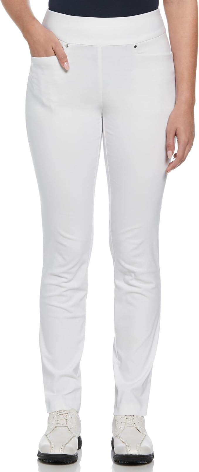 PGA Tour Women's Stretch Golf Pants with Pull-on Waist, 31" & 32" Inseams, Tummy Control, Moisture-Wicking, Sun Protection