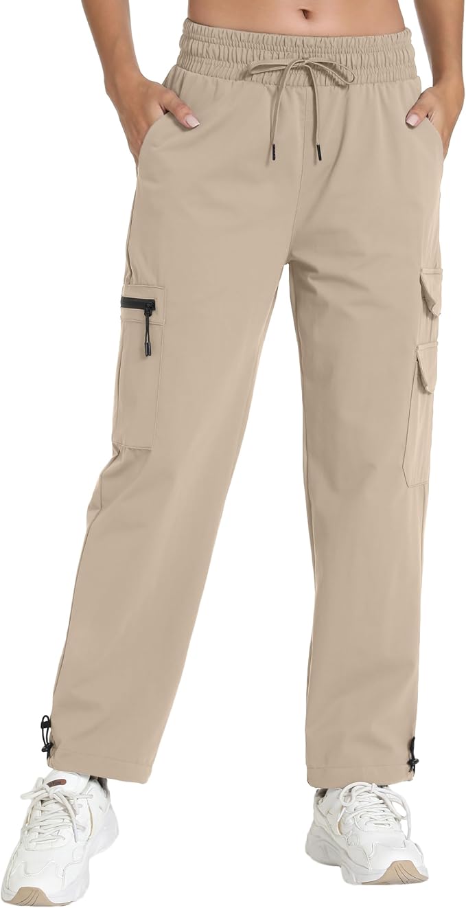 Rrosseyz Women's Hiking Pants with Pockets - Lightweight Water Resistant Joggers Cargo Pants for Casual Travel Golf Outdoor