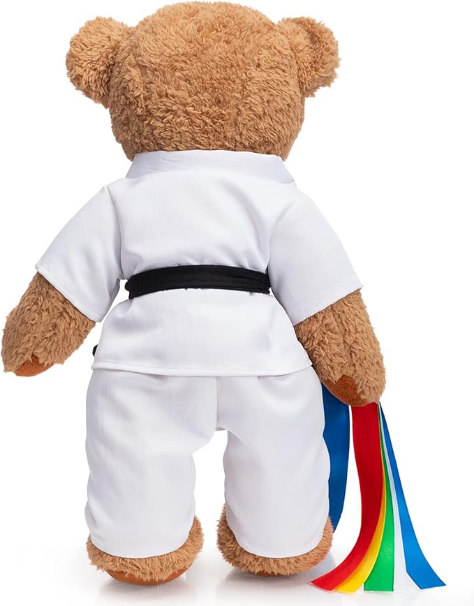 HollyHOME Karate Bear Stuffed Animal Teddy Bear in Karate Uniform Unique Toy Gifts for Kids and Karate Lovers Holiday Birthday Valentine 16 inches