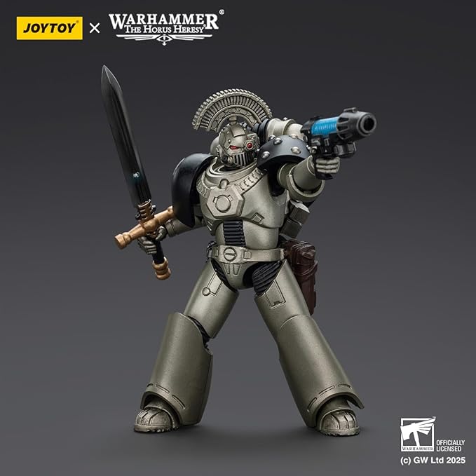 JOYTOY 1/18 Action Figures - Warhammer The Horus Heresy Iron Warriors MKVI Tactical Sergeant with Power Sword and Plasma Pistol - 5‘’,Highly Posable Collectible Model Ages 15+