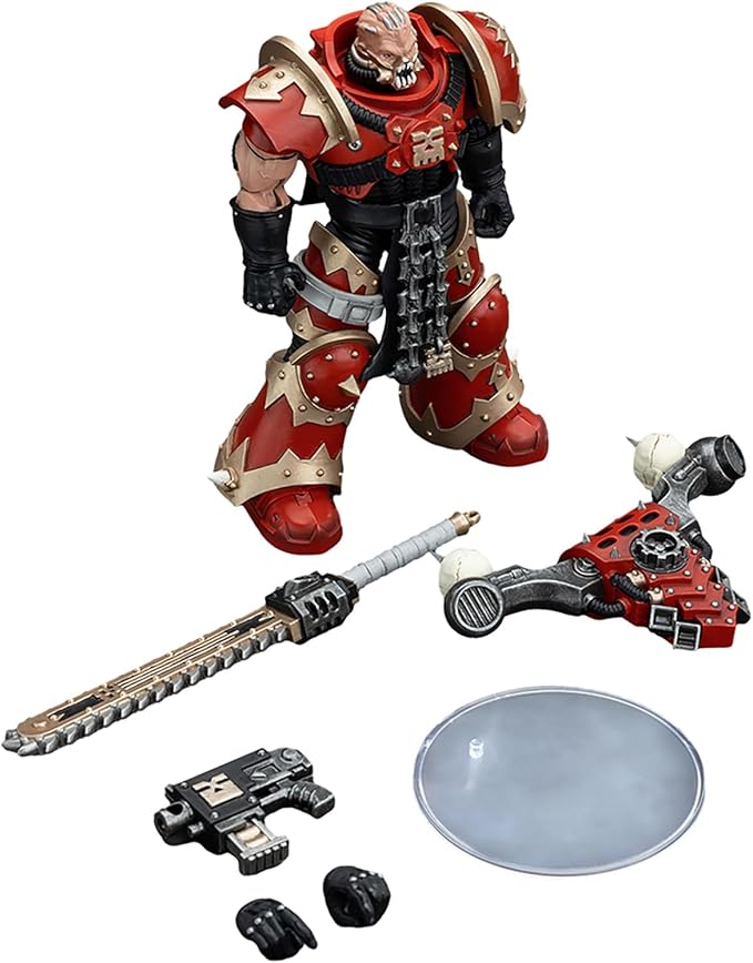 JOYTOY Warhammer 40K 1/18 Action Figures - World Eaters Khorne Berzerker with Eviscerator Chainsword Perfect for Collectors & Decor - Ideal Gift for Birthdays, Christmas, Character Figure - JT00560