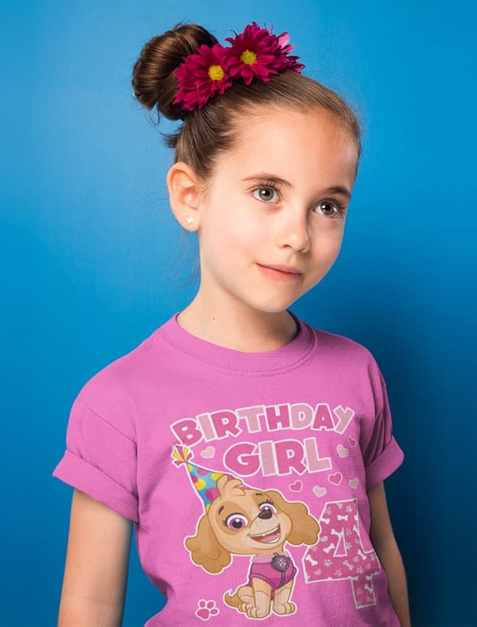 Skye Paw Patrol 4th Birthday Girl Shirt for 4 Year Old Girls - Pup-Themed Party Toddler T-Shirt