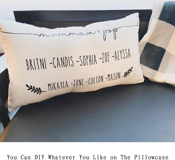 Thmyo 4-Pack 100% Cotton Lumbar Comfortable Solid Decorative Throw Pillow Case Rectangle Cushion Cover DIY Throw Pillowcase for Sofa Bed(Only Covers,Not Pillow Shams)(12x20inch/30x50cm,White)