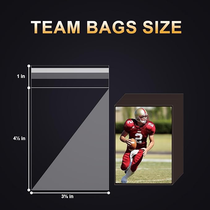 500ct Resealable Team Bags - Secure Storage Sleeves for Standard Trading Cards, Standard Toploaders, Magnetic Card Holder (35pt-130pt) Organize, Protect & Transport Card Collections