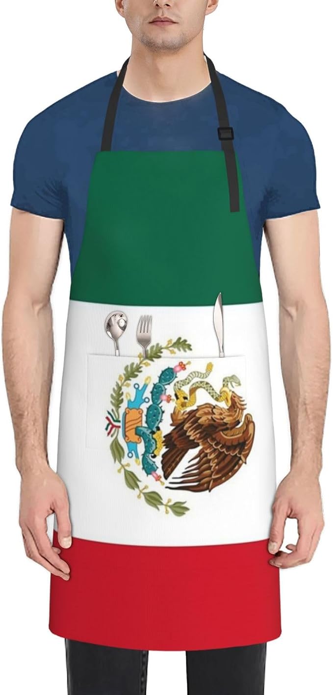 Cute Flag Kitchen Cooking Aprons for Women Men Adjustable Patriotic Flag Apron with 2 Pockets for Home Kitchen Garden
