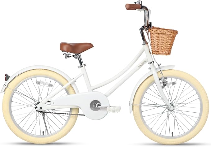 Glerc Little Molly 12-20 Inch Kids Retro Cruiser Bike for 2-13 Year Old with Wicker Basket & Training Wheels/Kickstand, Multiple Colors