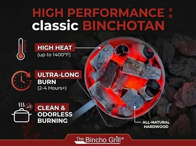 The Bincho Grill Binchotan Charcoal for Japanese BBQ. Natural Hardwood High-Grade Yakitori and All Types of Grills. (9.9 lbs / 4.5 kg) Black