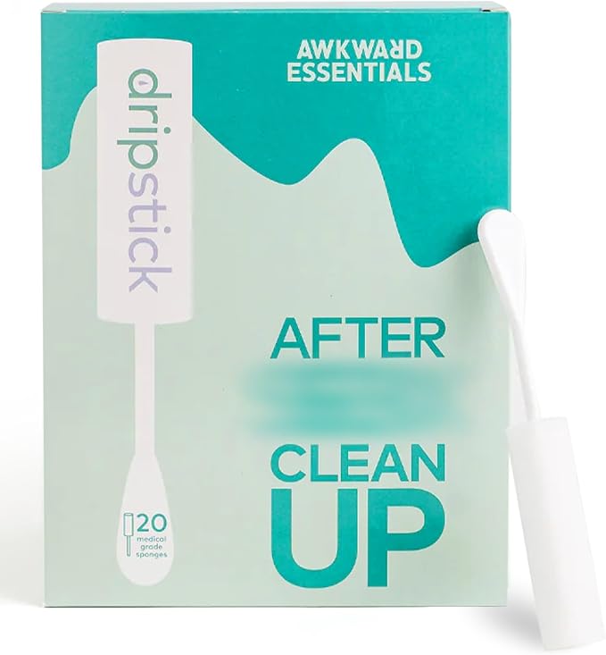 Dripstick Absorbing Sponge For Women - Awkward Essentials Dripstick 20 Pack of Sterile Post Coitus Sponges for Feminine Care and Hygiene
