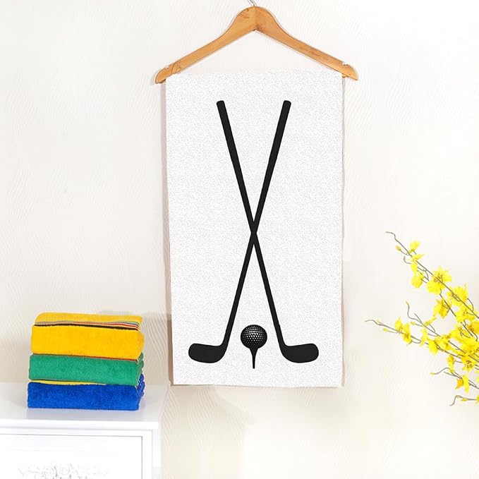 Golf Icon Black Bath Towel 15X30 Inch Washcloths Nobilitysports Face/Body/Hair/Hand Towel for Spa Gym Yoga Swim Bathroom Kitchen Hotel