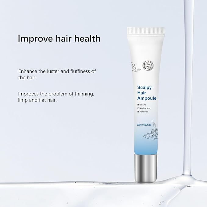 Scalp Serum for Hair Growth for Men & Women - Lightweight Scalpy Hair Ampoule with Niacinamide & Panthenol to Support Hair Health & Reduce Shedding, Non-Greasy Formula with Massage Roller - 20ml