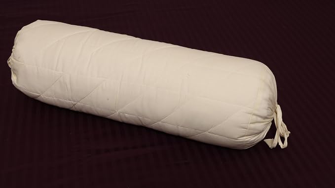 Saffron HANDICRAFTS Bolster Pillow Cover ,Cotton with Draw String Closure Easy to Removable n Washable 8" Diameter c 24 " Long (20 cm x 60 cm) (Ivory)