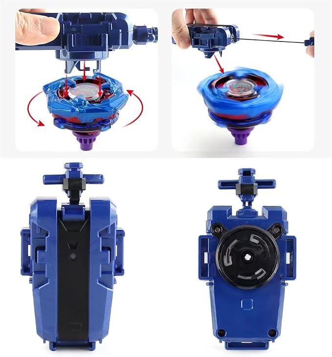 MUSTYBELT Battling Top Burst Gyro Toy Set Toy Gift for Children Boys Ages 6 8 10 12+ Combat Battling Game 12 Burst Spinning Tops 2 Two Way Launchers Grip Starter (BOZE-BX12)