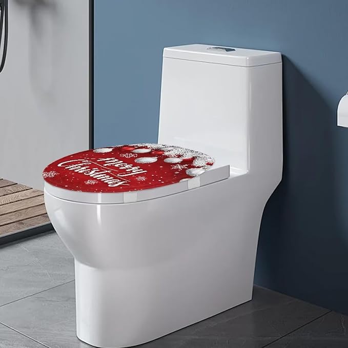 Christmas Snowflake Toilet Seat Lid Cover Christmas Decorations for Bathroom Snowflake Toilet Seat Lid Covers with Elastic Band Universal Toilet Tank Cover Replacement