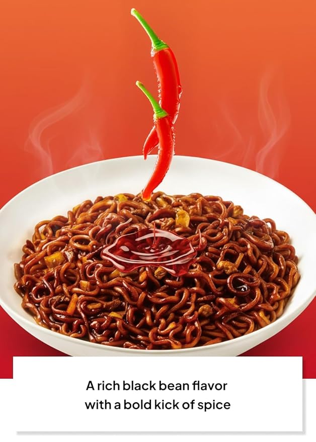 Korean Food Bulramen Stir-Fried Jjajang Black Bean Instant Noodles 20 Packs | Stir-fried Korean black bean instant noodles with spicy chicken-style flavor. Includes 20 convenient packs.