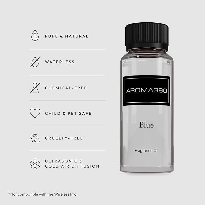 Aroma360 | Blue Diffuser Oil Blend | Luxury Essential Aromatherapy Reed Diffuser | Blue Cedar, Lavender and Eucalyptus | 4.1 fl oz 120mL