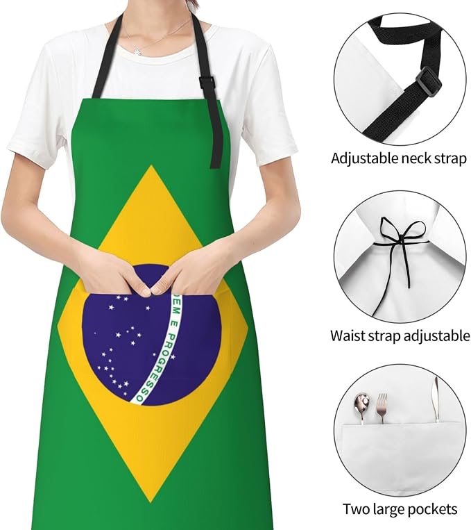 Cute Flag Kitchen Cooking Aprons for Women Men Adjustable Patriotic Flag Apron with 2 Pockets for Home Kitchen Garden