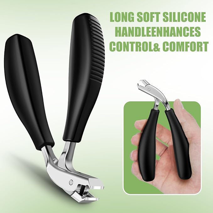 Toenail Clippers for Seniors Thick Toenails, 2026 Upgrade Straight Angled Head Large Toe Nail Clippers for Men, Sharp Heavy Duty Nail Cutter with Catcher ABS Long Handle