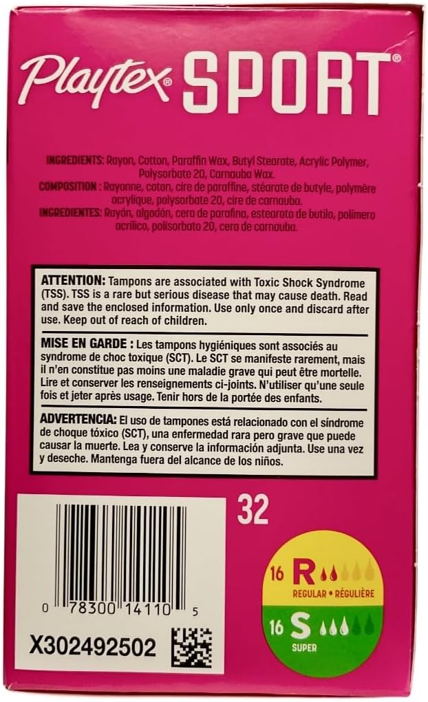 Playtex Plastic Tampons Sport Fresh Balance Multi-Pack Regular/Super Lightly Scented - 16 Count (Pack of 2)