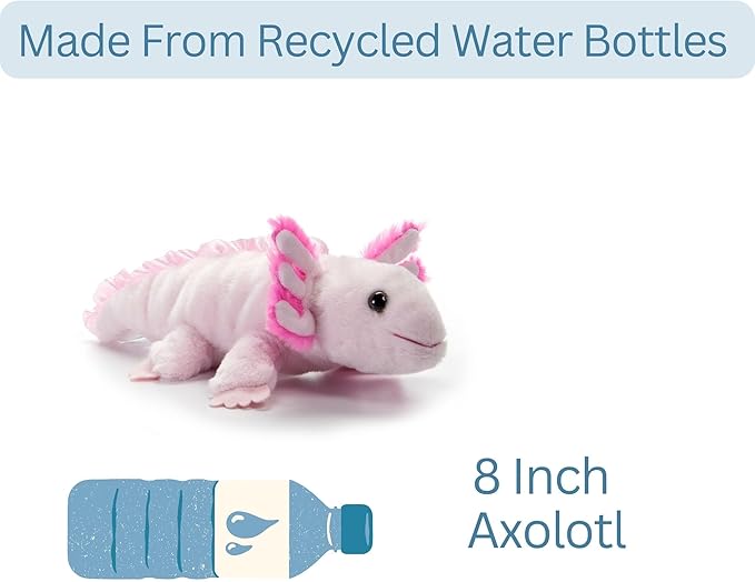 The Petting Zoo Axolotl Stuffed Animal Plushie, Gifts for Kids, Scoopz Sealife Animals, Pink Salamander Plush Toy, 8 inches