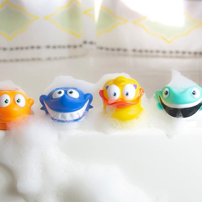 Suddy Buddy® Bubble Maker for Bathtub | Fun Kid Bubble Bath Toys | Bath Bubbler for Boys & Girls Ages 3+ | Includes 1 Foam Dispenser, 1 Trading Card & 3 Super-Bubble Drops | Manny Manta Ray