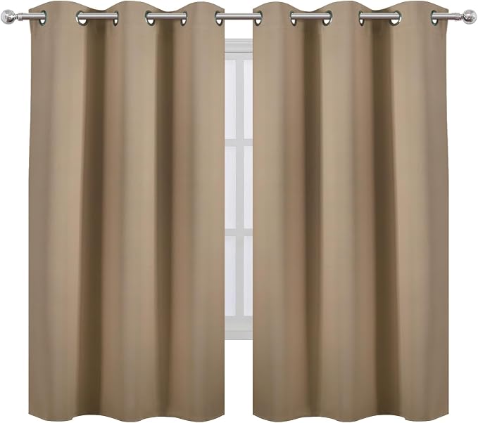LEMOMO Natural Thermal Blackout Curtains/38 x 63 Inch/Set of 2 Panels Room Darkening Curtains for Bedroom