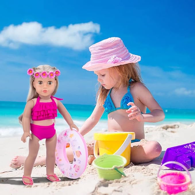UNICORN ELEMENT 11Pcs 18 Inch Girl Doll Clothes and Accessories Set Including Colorful Mermaid Swimsuits,Mobile Phone,Hairpin,Swimming Circle