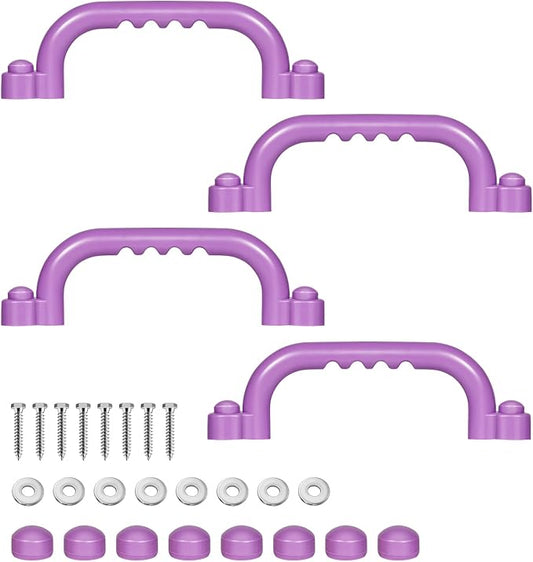 TOPNEW 4Pcs Kids Playground Safety Handles -Swing Set & Climbing Frame Hand Grips, Multi-Color Plastic Grab Bars for Outdoor Playhouse, Jungle Gym, Climbing Frame (Purple)